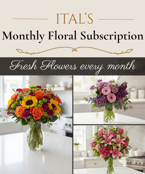 Ital's Monthly Floral Subscription - Fresh Flowers in a Vase