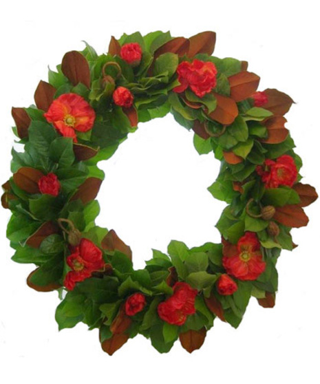 18 Inch Wreath with Poppies