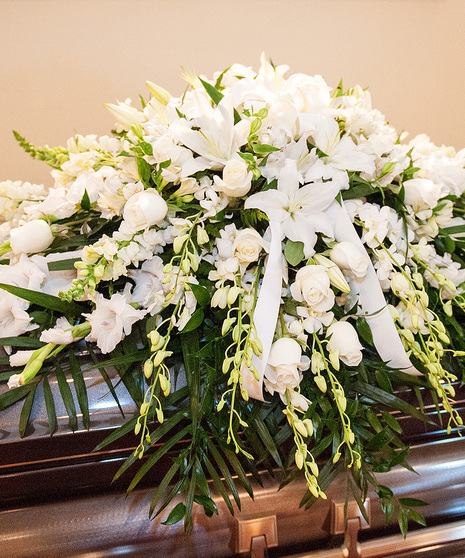 Everlasting White Casket Spray