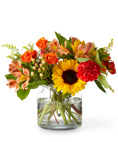 Sunflowers,  OrangeRoses and More in a Vase