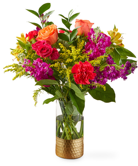 Colourful Flowers in a Glass Vase