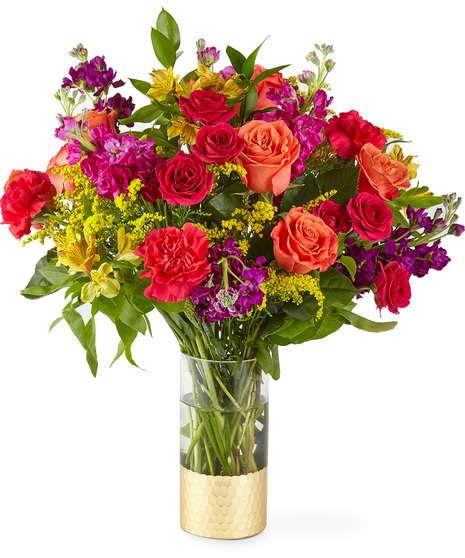 Colourful Flowers in a Glass Vase