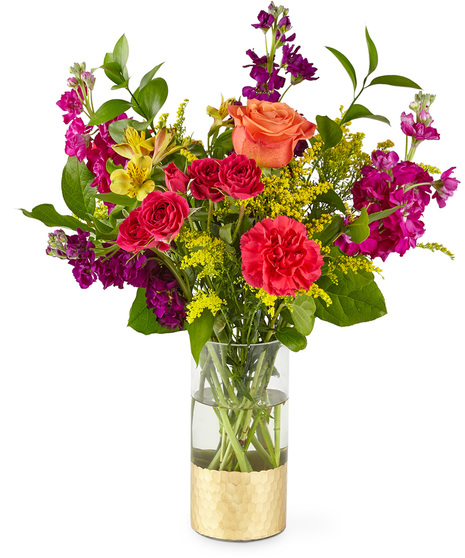 Colourful Flowers in a Glass Vase