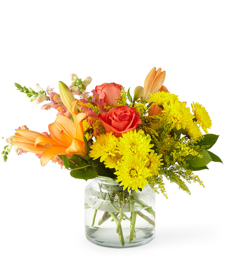 Yellow, Pink and Orange Flowers in a Vase