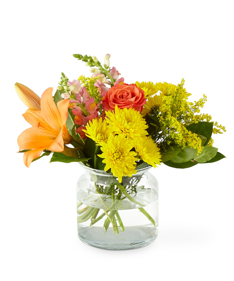 Yellow, Pink and Orange Flowers in a Vase