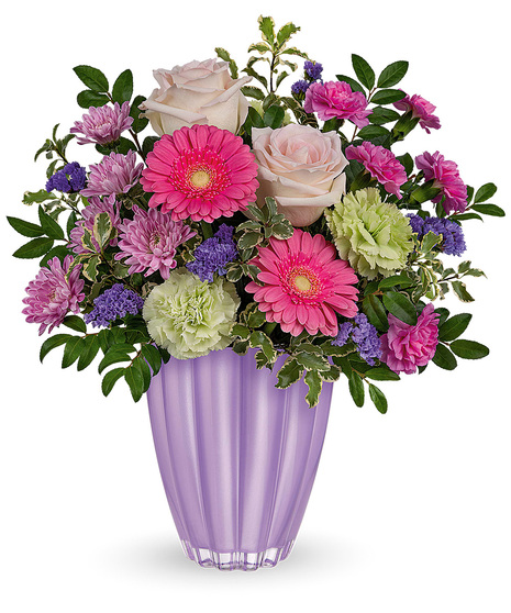 Spring Flowers in Pastel Purple Vase