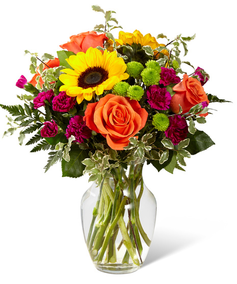 Vibrant flowers in a glass vase