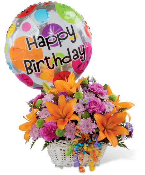 Happy Blooms Birthday Basket