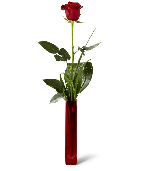 1, 2 or 3 red roses in a bud vase