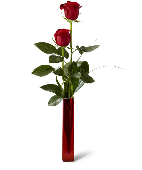 1, 2 or 3 red roses in a bud vase