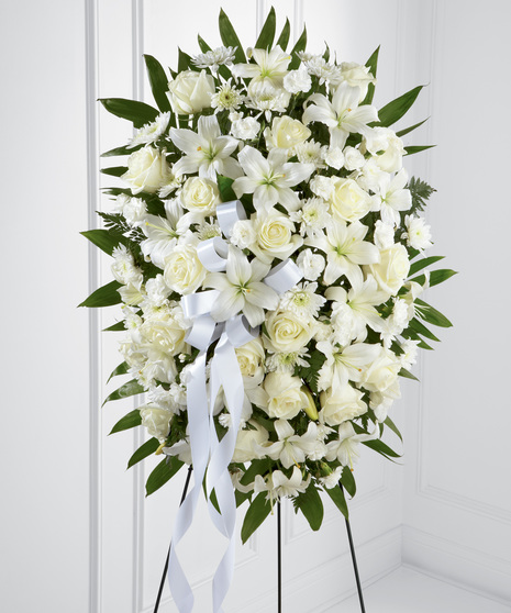 Standing Spray of White Funeral Flowers