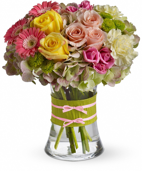 Roses, Hydrangea, Gerbera in a Vase
