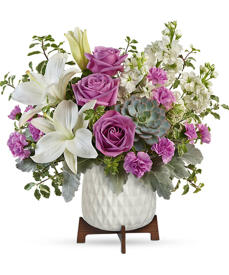 White and Lavender Flowers Plus Succulent