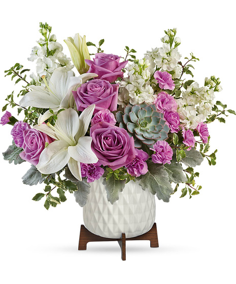 White and Lavender Flowers Plus Succulent