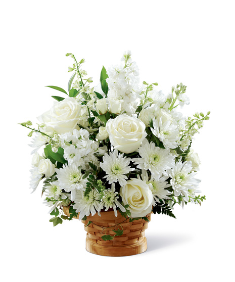 All White Flowers in a Basket