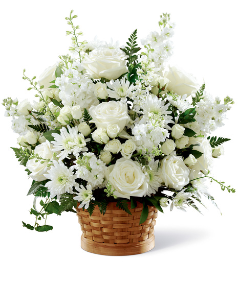 All White Flowers in a Basket