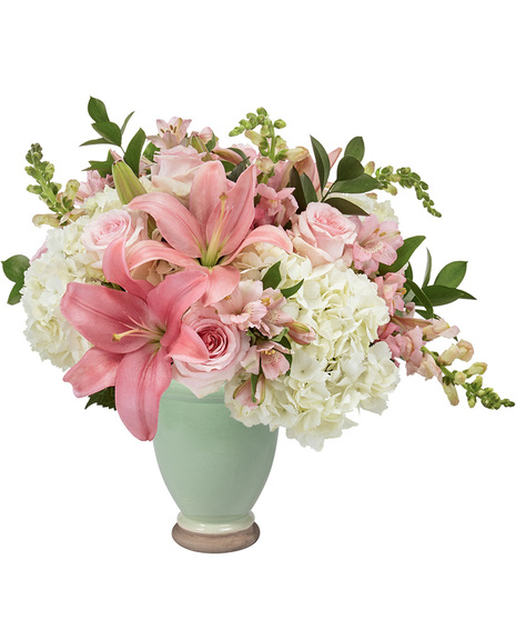 Pink and White Sympathy Bouquet in a Vase
