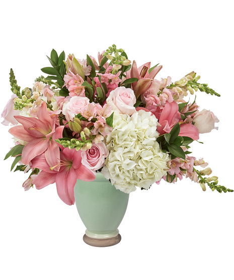 Pink and White Sympathy Bouquet in a Vase