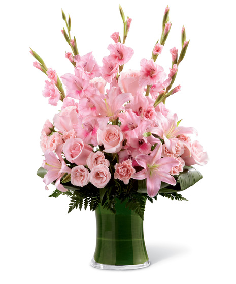 Vase of Pink Sympathy Flowers