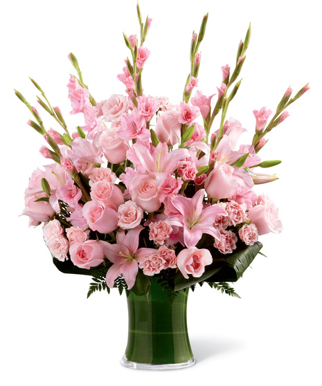 Vase of Pink Sympathy Flowers