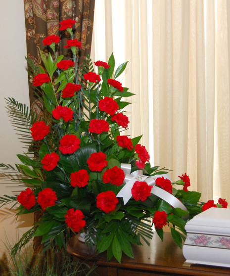 Memorial Arrangement - Red Carnations