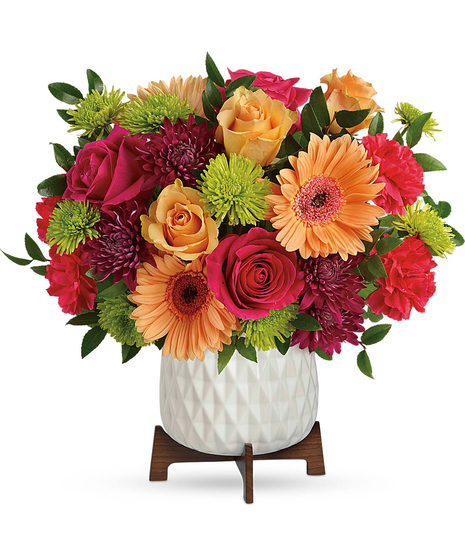 Mixed Flowers in a Keepsake Ceramic Planter