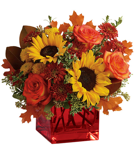 Autumn Bouquet in a Red Cube