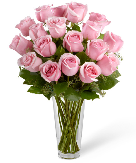 12-36 Pink Roses in a Glass Vase