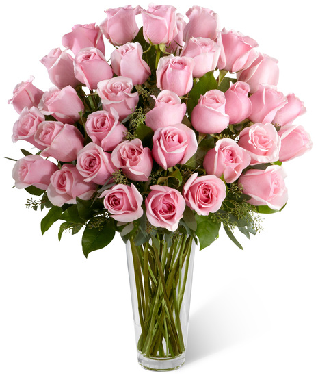 12-36 Pink Roses in a Glass Vase