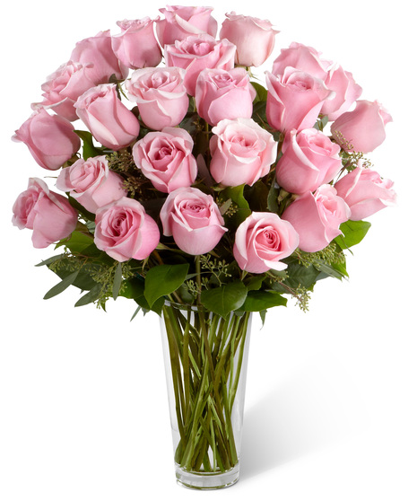 12-36 Pink Roses in a Glass Vase