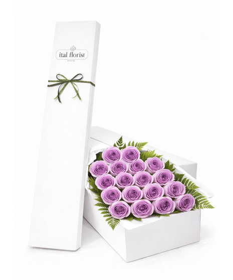 12, 18 or 24 Purple Roses Gift Boxed