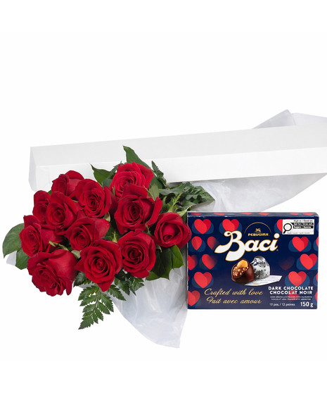 One Dozen Long Stem Red Roses in a Gift Box