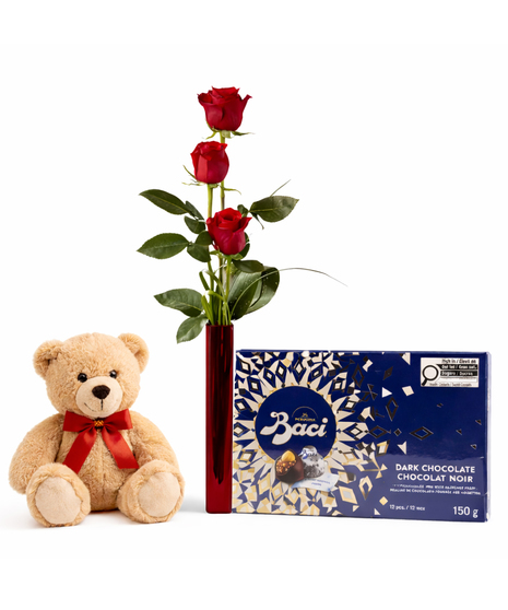 Red Roses, Chocolates and Teddy Bear