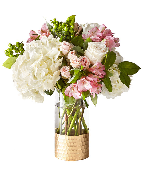 Pink and White Flowers in a Designer Vase