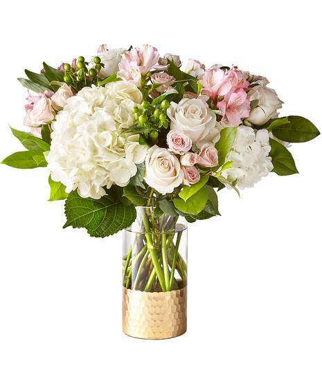 Pink and White Flowers in a Designer Vase