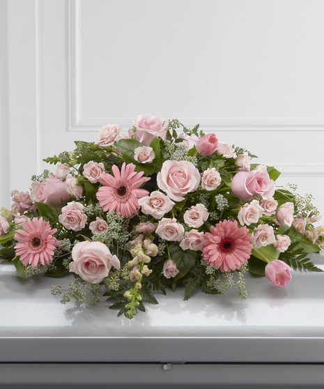Casket Spray of Mixed Pink Flowers
