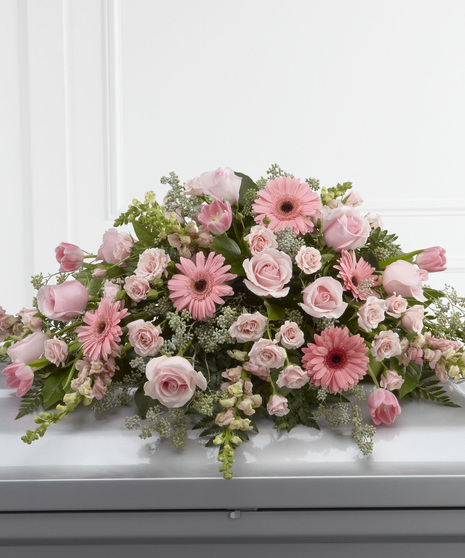Casket Spray of Mixed Pink Flowers