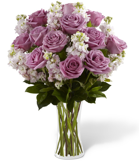 Lavender Roses and Pink Stock in a Vase