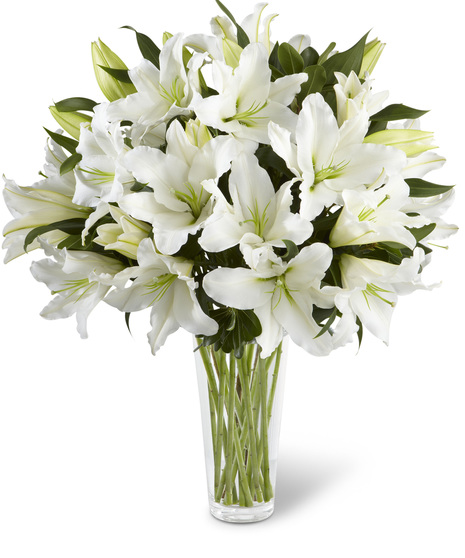 Glass Vase of White Lilies