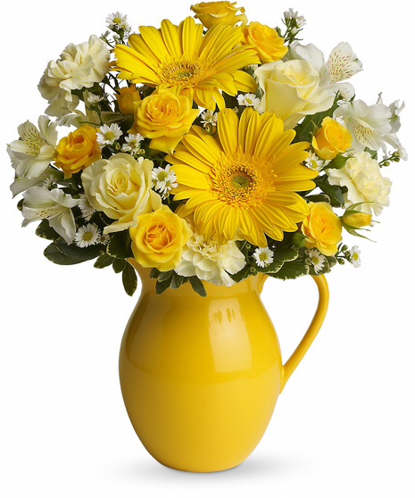 Bright Flowers in Keepsake Pitcher