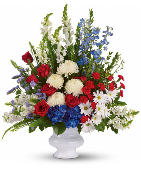 Red, White and Blue Sympathy Flowers