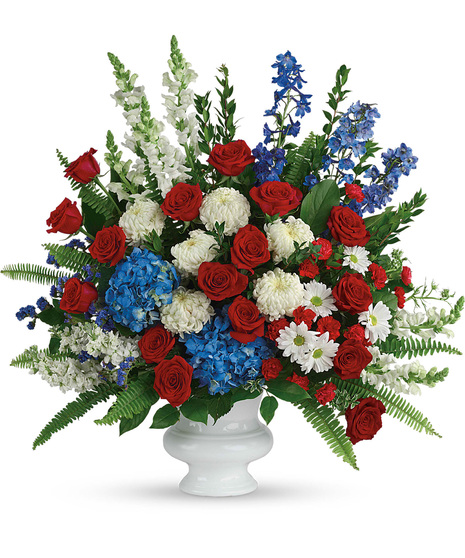 Red, White and Blue Sympathy Flowers