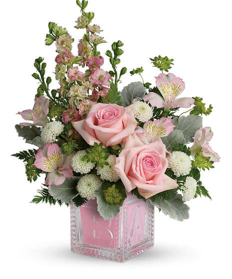 Flowers in a Keepsake Baby Block