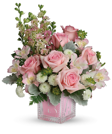 Flowers in a Keepsake Baby Block
