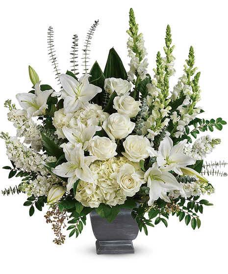White Funeral Flowers in a Tribute Style