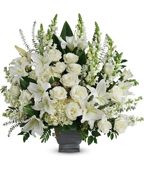 White Funeral Flowers in a Tribute Style