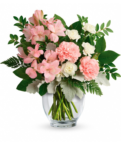 Pink and white flowers in a vase