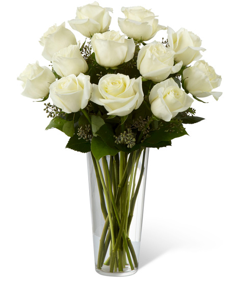White Roses in a Glass Vase