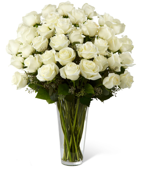 White Roses in a Glass Vase