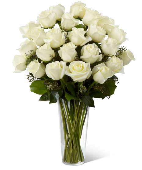 White Roses in a Glass Vase